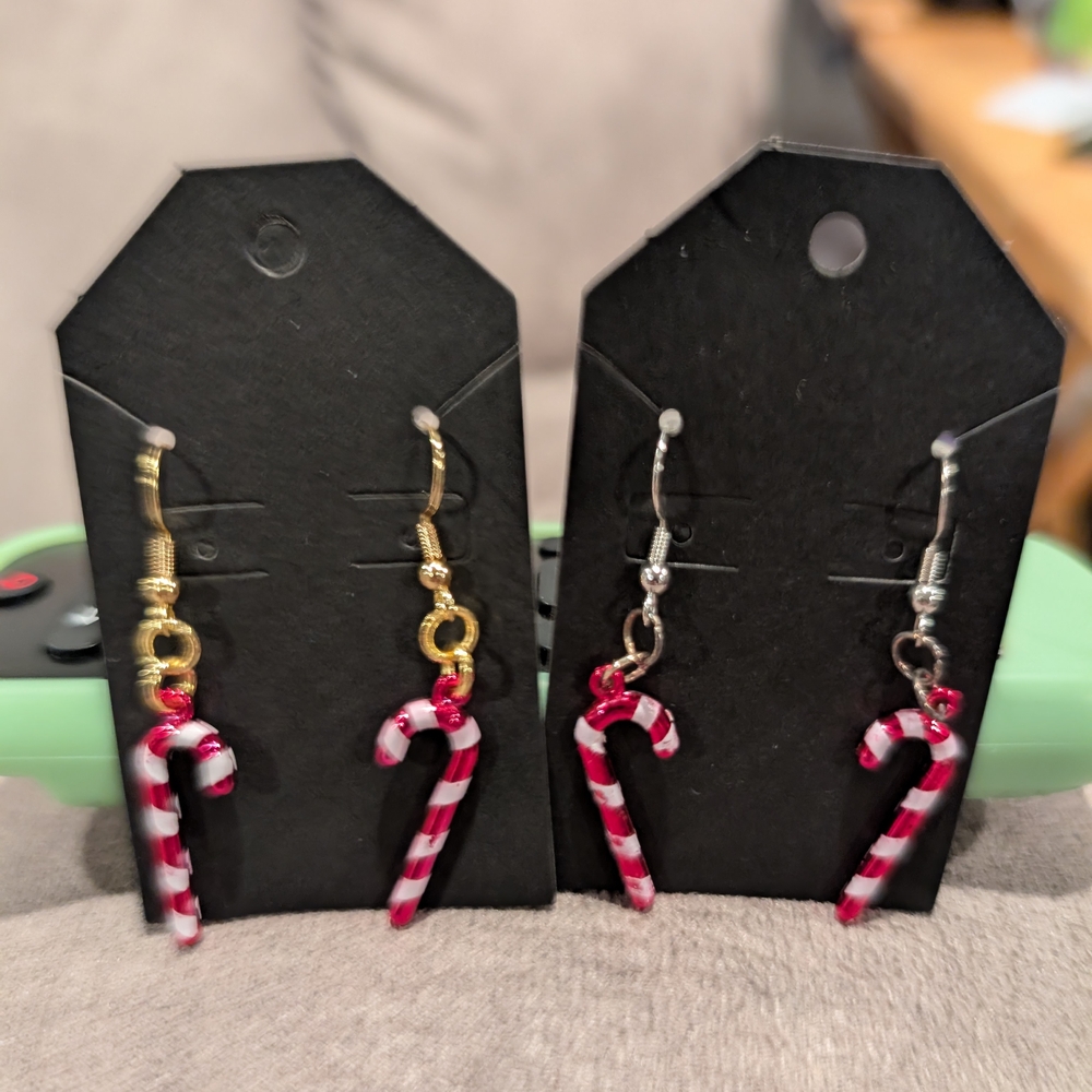 Candy Cane Earrings - Red and White